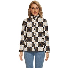 Illustration Checkered Pattern Decoration Women s Puffer Bubble Jacket Coat by Sapixe