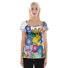 Cats Cartoon Cats Colorfulcats Cap Sleeve Top by Sapixe