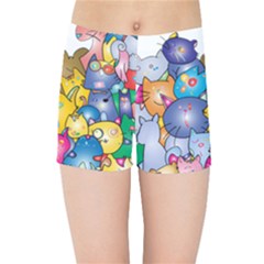 Cats Cartoon Cats Colorfulcats Kids  Sports Shorts