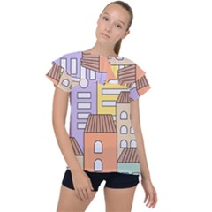 Houses City Architecture Building Ruffle Collar Chiffon Blouse