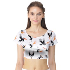 Phoenix Dragon Fire Bird Short Sleeve Crop Top by Sapixe