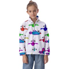 Fish Swim Cartoon Funnycute Kids  Half Zip Hoodie by Sapixe