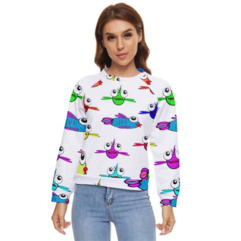 Fish Swim Cartoon Funnycute Women s Long Sleeve Raglan Tee by Sapixe