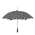 Black And White Chess Checkered Spatial 3d Straight Umbrellas View3