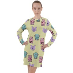 Animals Long Sleeve Hoodie Dress