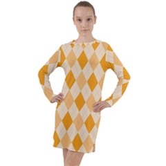 Argyle Long Sleeve Hoodie Dress by nateshop