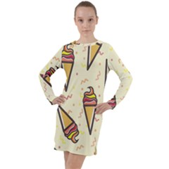 Pattern-ice Long Sleeve Hoodie Dress