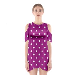 Polka-dots-purple White Shoulder Cutout One Piece Dress by nateshop