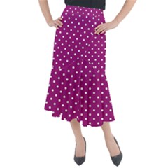 Polka-dots-purple White Midi Mermaid Skirt by nateshop