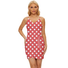 Polka-dots-red White,polkadot Wrap Tie Front Dress