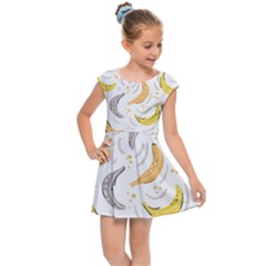 Seamless Stylish Pattern-with-fresh-yellow-bananas-background Kids  Cap Sleeve Dress by Wegoenart