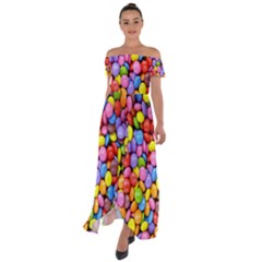 Candy Off Shoulder Open Front Chiffon Dress