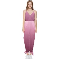 Background-pink Sleeveless Tie Ankle Chiffon Jumpsuit by nateshop