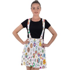  Background Chromatic Colorful Velvet Suspender Skater Skirt by artworkshop