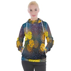 Bokeh Raindrops Window  Women s Hooded Pullover by artworkshop