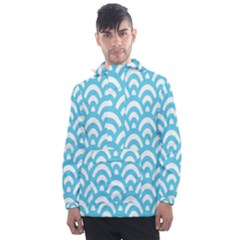  Waves Ocean Blue Texture Men s Front Pocket Pullover Windbreaker by artworkshop