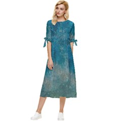  Pattern Design Texture Bow Sleeve Chiffon Midi Dress by artworkshop