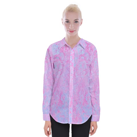  Texture Pink Light Blue Womens Long Sleeve Shirt by artworkshop