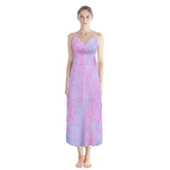  Texture Pink Light Blue Button Up Chiffon Maxi Dress by artworkshop