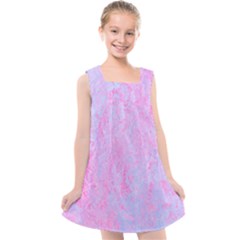  Texture Pink Light Blue Kids  Cross Back Dress by artworkshop