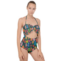 Presents-gift Scallop Top Cut Out Swimsuit