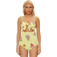 Ice-cream Knot Front One-piece Swimsuit by nateshop