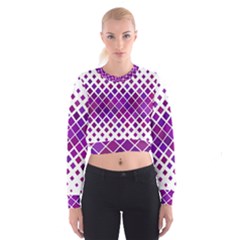 Pattern-box Purple White Cropped Sweatshirt