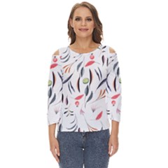 Watercolor-fruit Cut Out Wide Sleeve Top