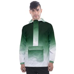 Watercolor-green White Men s Front Pocket Pullover Windbreaker by nateshop