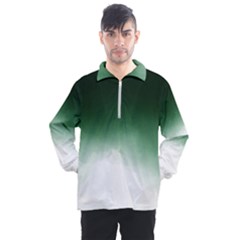 Watercolor-green White Men s Half Zip Pullover