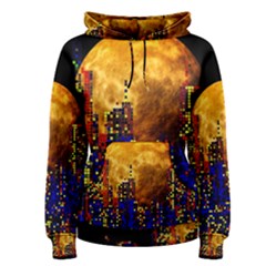 Skyline Frankfurt Abstract Moon Women s Pullover Hoodie by Jancukart