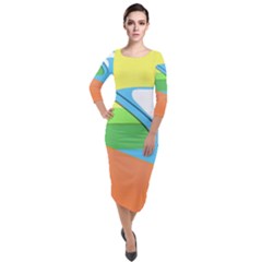 Waves-beach-sun-sea-water-sky Quarter Sleeve Midi Velour Bodycon Dress