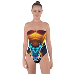 Duck-crazy-duck-abstract Tie Back One Piece Swimsuit