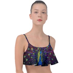 Beautiful Peacock Feather Frill Bikini Top