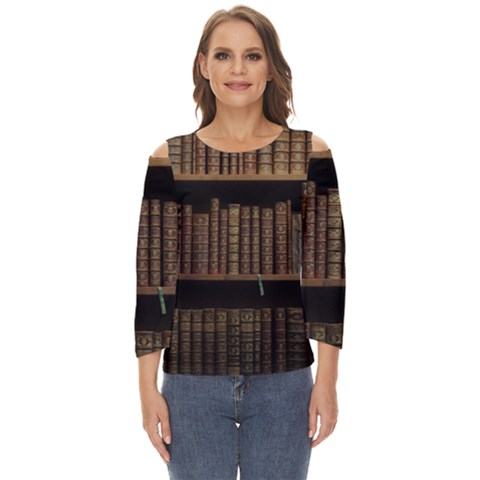 Books Covers Book Case Old Library Cut Out Wide Sleeve Top by Amaryn4rt