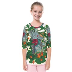 Armor Japan Maple Leaves Samurai Kids  Quarter Sleeve Raglan Tee