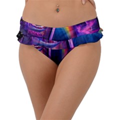 Purple Drawing Digital Art Frill Bikini Bottom