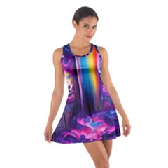 Purple Drawing Digital Art Cotton Racerback Dress