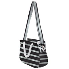 Black Silver Background Pattern Stripes Rope Handles Shoulder Strap Bag by Amaryn4rt