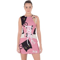 Cat Pattern Backgroundpet Lace Up Front Bodycon Dress by Amaryn4rt