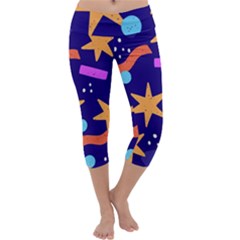 Star Abstract Pattern Wallpaper Capri Yoga Leggings