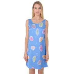 Seashell Clam Pattern Art Design Sleeveless Satin Nightdress