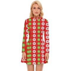 Festive Pattern Christmas Holiday Long Sleeve Velour Longline Dress by Amaryn4rt