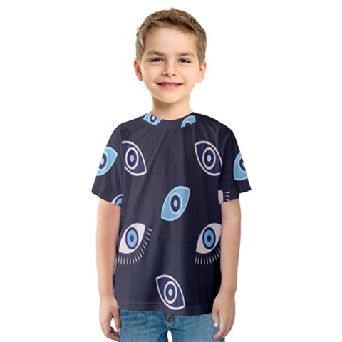 Eyes Evil Eye Blue Pattern Kids  Sport Mesh Tee by artworkshop