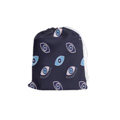 Eyes Evil Eye Blue Pattern Drawstring Pouch (medium) by artworkshop