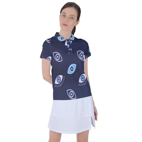 Eyes Evil Eye Blue Pattern Women s Polo Tee by artworkshop