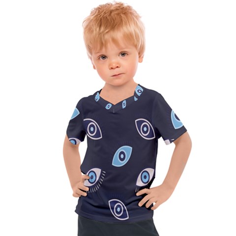 Eyes Evil Eye Blue Pattern Kids  Sports Tee by artworkshop