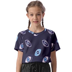 Eyes Evil Eye Blue Pattern Kids  Basic Tee by artworkshop