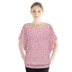 Flora Flowers Pattern Design Pink Spring Nature Batwing Chiffon Blouse