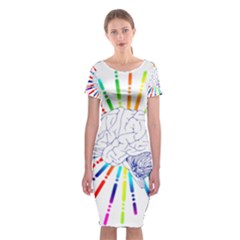 Brain Icon Star Biology Abstract Classic Short Sleeve Midi Dress by Wegoenart